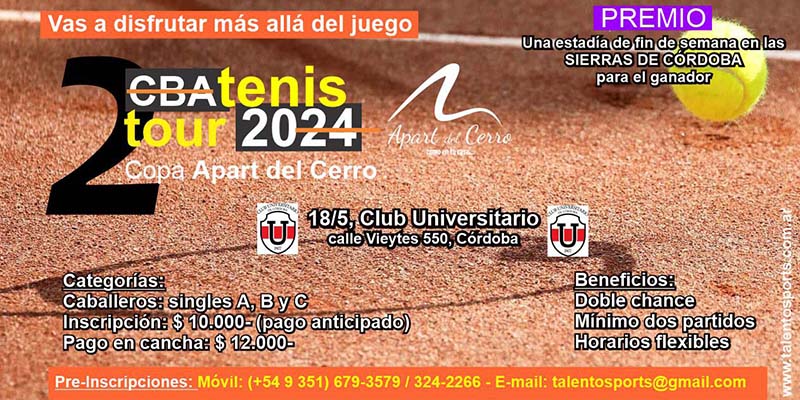 CÃ“RDOBA TENIS TOUR 2024: Protagonistas, juego, triunfos y derrotas, buenos premios; tenis para pasarla bien en el Club Universitario